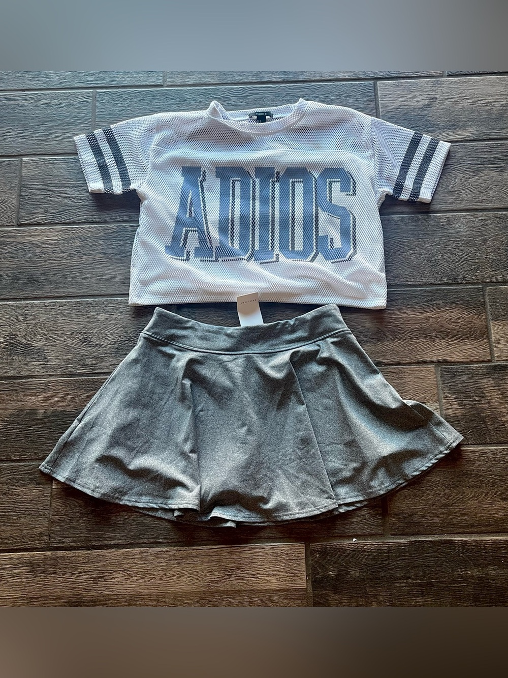 Ekouaer athletic plaid skort skirt built in shorts L plus Adidas tank top M